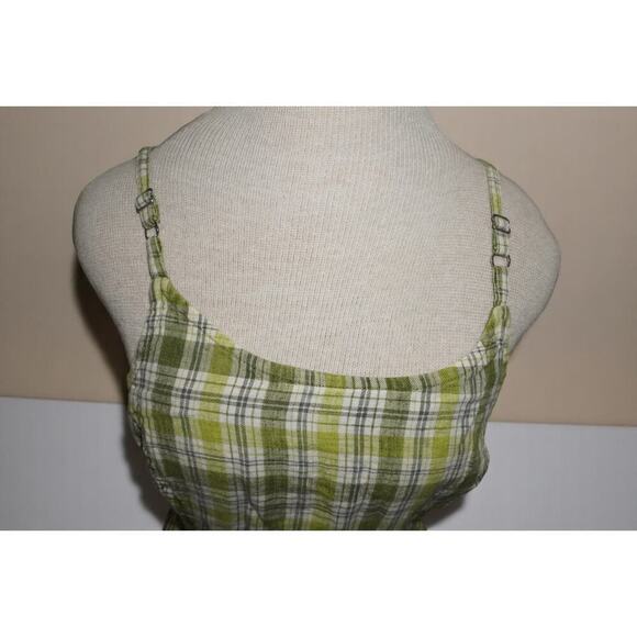 Y2K Green Plaid Linen Mini Dress - Evolution - Size S - Picture 3 of 9